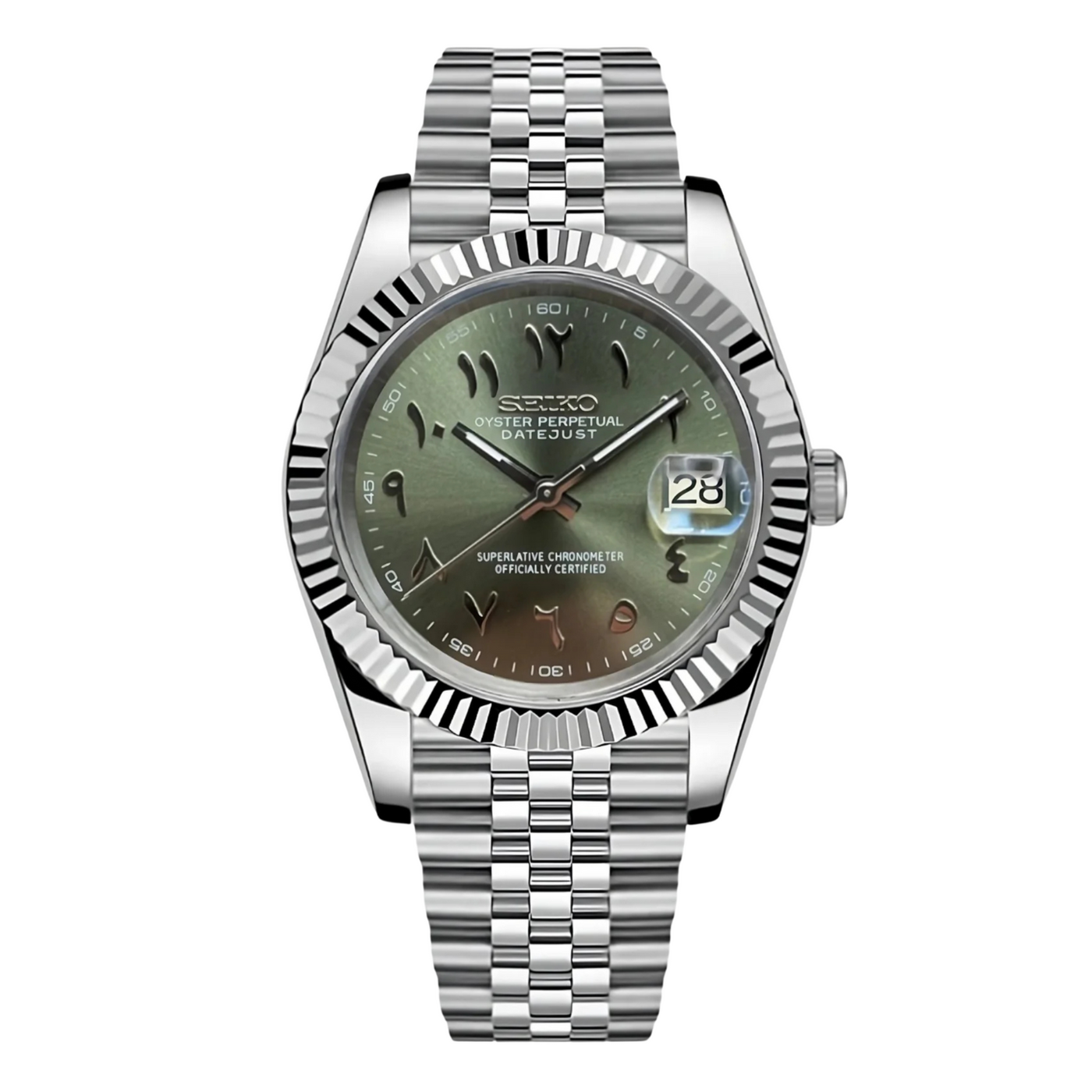 SEIKOJUST OLIVE GREEN ARABIC