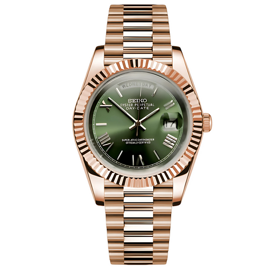 Seiko Mod ROSE GOLD OLIVE GREEN ROMAN