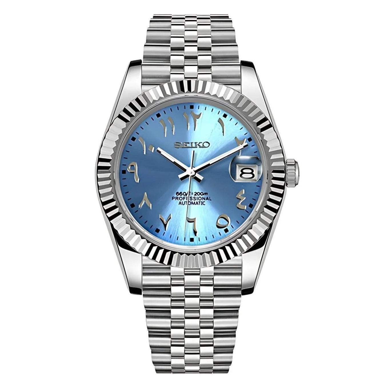 Seiko Mod Datejust LIGHT BLUE ARABIC