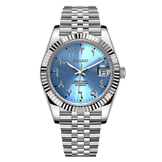 Seiko Mod Datejust LIGHT BLUE ARABIC