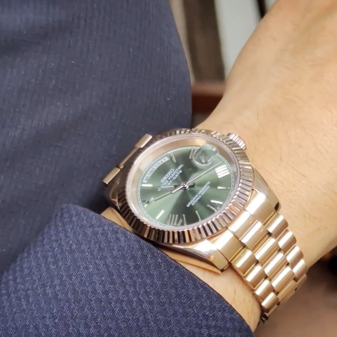 SEIKODATE ROSE GOLD OLIVE GREEN NOVEL